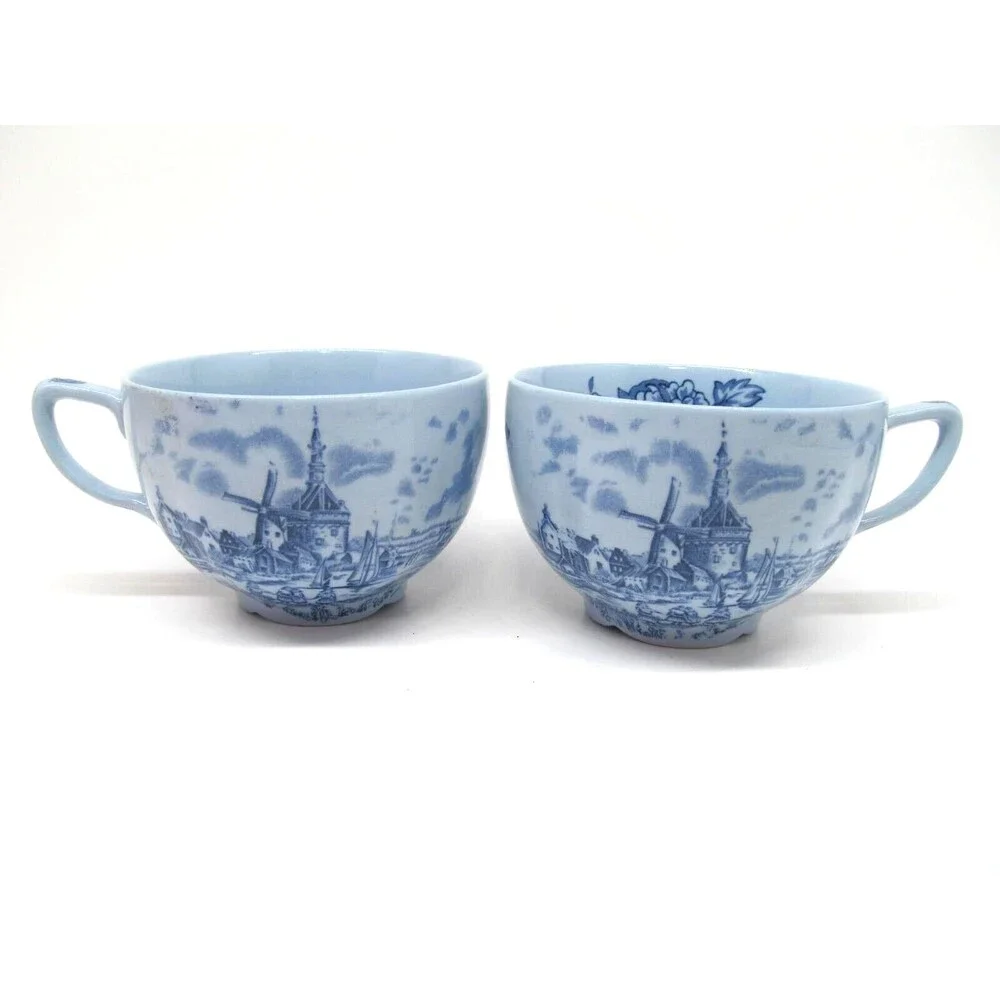 Johnson Brothers Tulip Time Blue Set Of 2 Cups No Saucers VGC